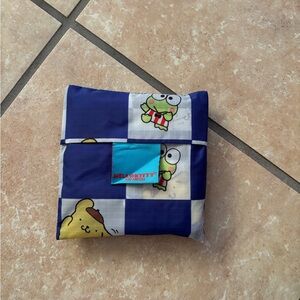 BAGGU Blue Checkered Tote with Cartoon Characters